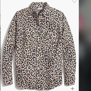 J. CREW LEOPARD PRINT COTTON BUTTON UP TOP | Size M